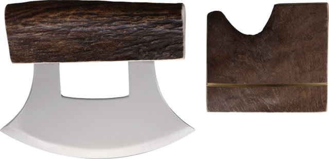 B Merry Moose Antler Natural Ulu Knife 5.75in 440 SS Mirror Blade 5.25in Shed Moose Antler Handle - B Merry