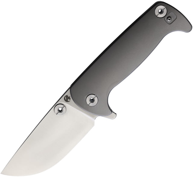 B'yondEDC Chunk Folding Knife 4.5in Closed 3.5in S35VN Satin Blade Gray Satin Titanium Handle Nylon Sheath - B'yondedc