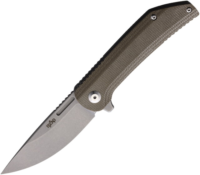 B'yondEDC Custos Folding Knife 4.5in Closed 3.5in VG-10 Stonewash Blade Tan Canvas Micarta Handle - B'yondedc