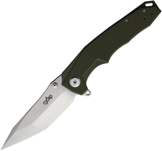 B'yondEDC Dash Folding Knife 4.5in Closed 3.5in D2 Tool Steel Satin Blade OD Green G10 Handle - B'yondedc