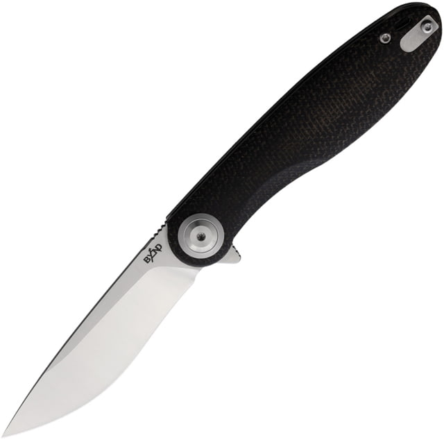 B'yondEDC Eurus Folding Knife 4.13in Closed 3.13in 14C28N Sandvik Satin Blade Black Canvas Micarta Handle - B'yondedc