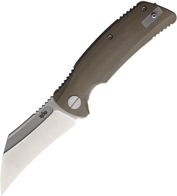 B'yondEDC Garra Folding Knife 4.13in Closed 3.13in VG-10 Satin Hawkbill Blade Green Micarta Handle - B'yondedc