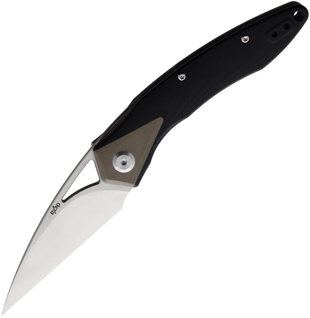 B'yondEDC GEO Folding Knife 5in Closed 3.5in VG-10 Satin Blade Black/Tan G10 Handle - B'yondedc