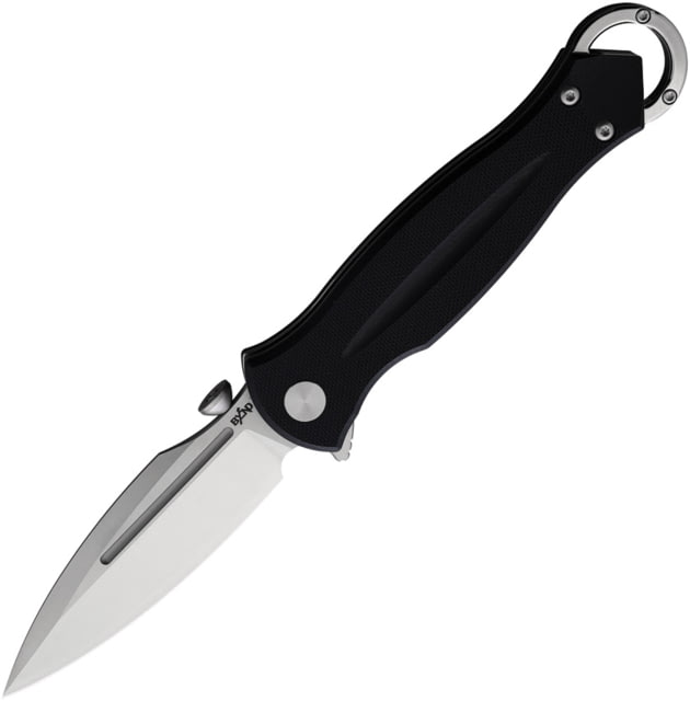 B'yondEDC Kibuga Folding Knife 5.13in Closed 3.75in D2 Tool Steel Satin Spear Point Blade Black G10 Handle - B'yondedc