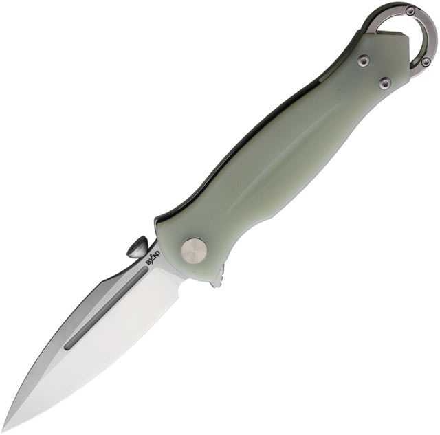 B'yondEDC Kibuga Folding Knife 5.13in Closed 3.75in D2 Tool Steel Satin Spear Point Blade Jade G10 Handle - B'yondedc