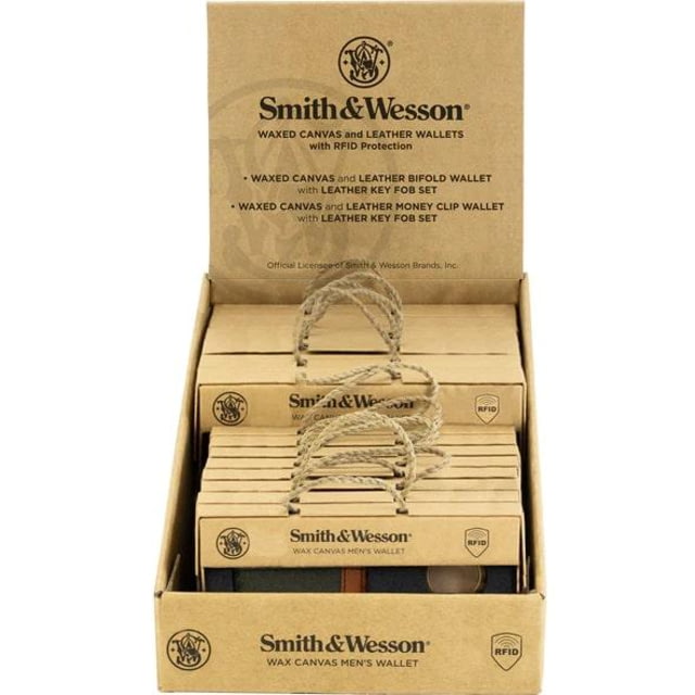 Cameleon Smith & Wesson Mens Wax Canvas Wallet Gift Set Display 12/ct E3B08764 RV - Cameleon