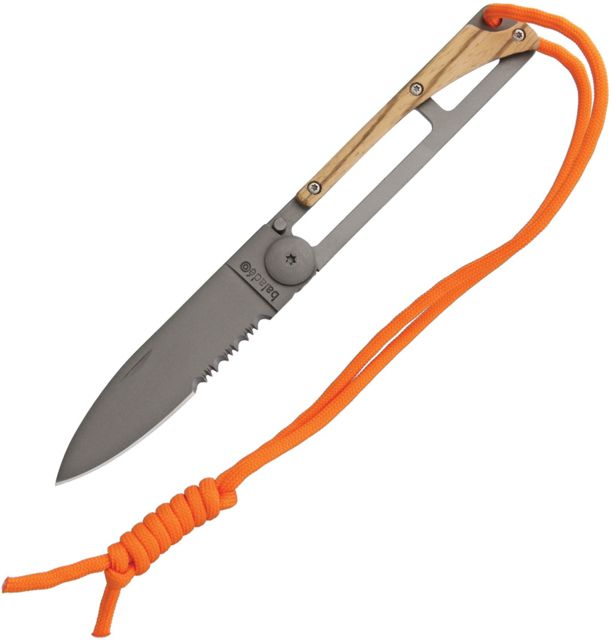 Baladeo Papagayo Skinny Folder Folding Knife3.125in420 SteelPartially SerratedZebrano Wood Handle - Baladeo