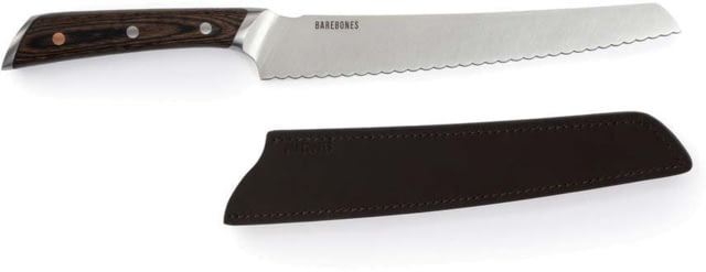 Barebones No. 9 Bread Knife 14in Overall 9in 5Cr15MoV Satin Serrated Blade Brown Pakkawood Handle - Barebones
