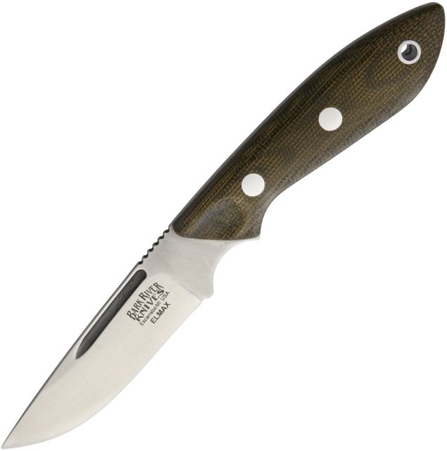 Bark River Adventurer Green Canvas Fixed Blade Knife 3.25in Drop Point Green Canvas Micarta Handle - Bark River