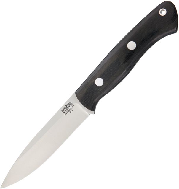 Bark River Aurora Black Canvas Fixed Blade Knife 9.5in 4.625in A2 Tool Steel Standard Edge Satin Black Canvas Micarta Handle - Bark River