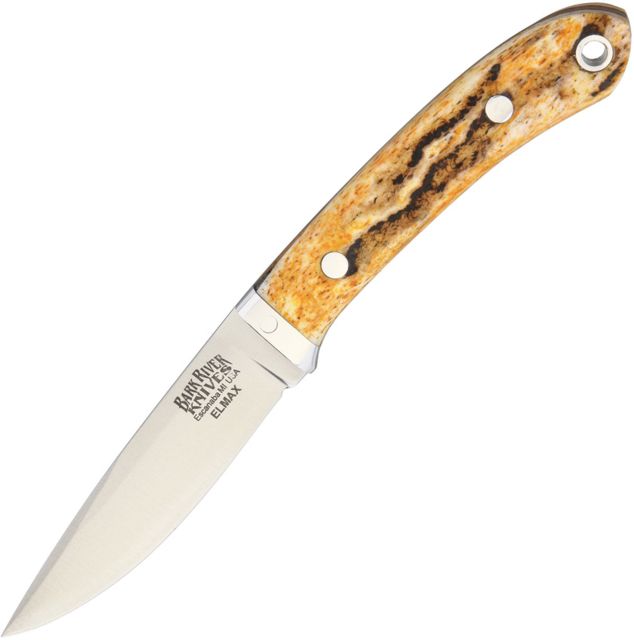 Bark River Blackwater Elmax Antique Stag Fixed Blade Knife 3in Standard Edge Satin Antique Stag Bone Handle - Bark River