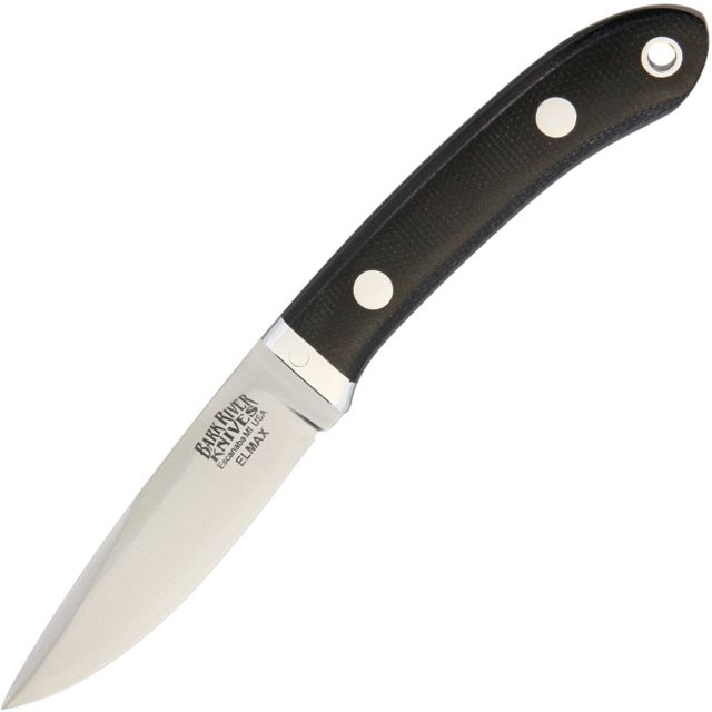 Bark River Blackwater Elmax Black Canvas Fixed Blade Knife 3in Standard Edge Satin Black Canvas Micarta Handle - Bark River