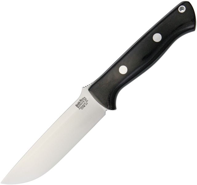 Bark River Bravo 1.25 Black Canvas Fixed Blade Knife 5in Drop Point Black Canvas Micarta Handle - Bark River