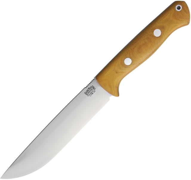 Bark River Bravo 1.5 Field LT 3V Fixed Blade Knife 10.63in Overall 5.75in Satin Cpm-3V Carbon Steel Drop Point Natural Canvas Micarta Handle Brown - Bark River