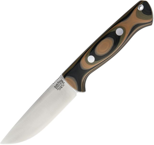 Bark River Bravo 1 LT Field Knife Mil Spe Fixed Blade Knife 4.25in Carbon Steel Standard Edge Camo G10 Handle - Bark River