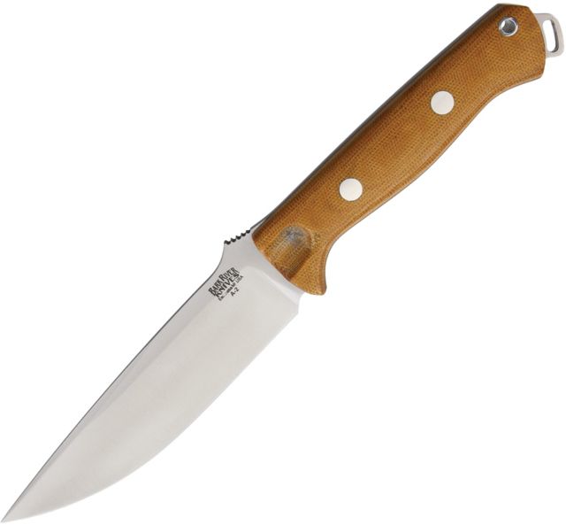 Bark River Bravo Vortex Natural Canvas Fixed Blade Knife 5.25in A2 Tool Steel Drop Point Natural Canvas Micarta Handle - Bark River