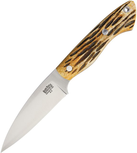 Bark River Bush Seax Bantam Antique Stag Fixed Blade Knife 4in A2 Tool Steel Antique Stag Bone Handle - Bark River