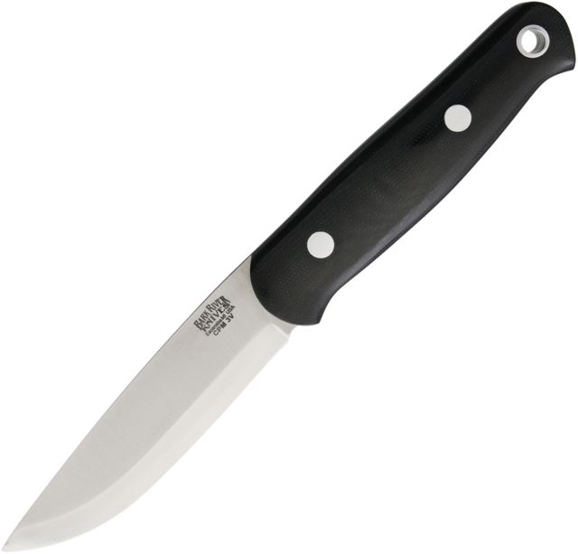 Bark River Bushcrafter II Black Canvas Fixed Blade Knife 4.5in CPM-3V Steel Standard Edge Black Micarta Handle  MBC - Bark River