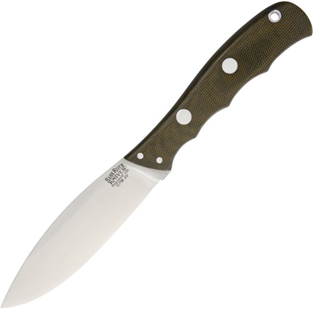 Bark River Canadian Special Green Canvas Fixed Blade Knife 4.25in Standard Edge Satin Green Canvas Micarta Handle - Bark River