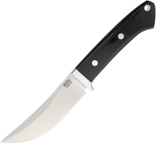 Bark River Classic Trailing Point Hunter Fixed Blade Knife 4.5in CPM 154 Steel Standard Edge Satin Black Canvas Micarta Handle - Bark River