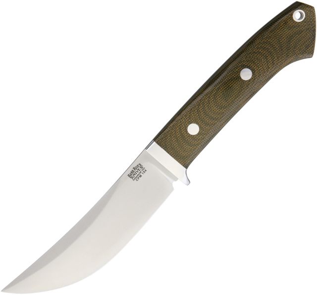 Bark River Classic Trailing Point Hunter Fixed Blade Knife 4.5in CPM 154 Steel Standard Edge Satin Green Canvas Micarta Handle - Bark River