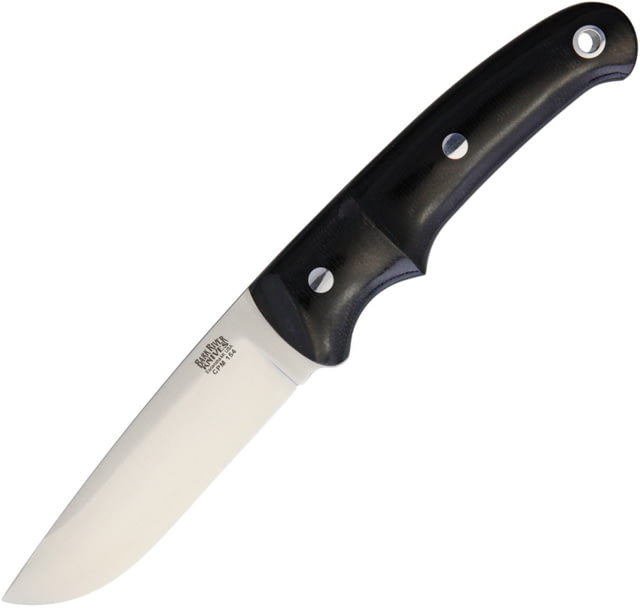 Bark River Drop Point Hunter Black CPM154 Knife 4" satin finish CPM-154 stainless drop point blade Black canvas micarta handle - Bark River