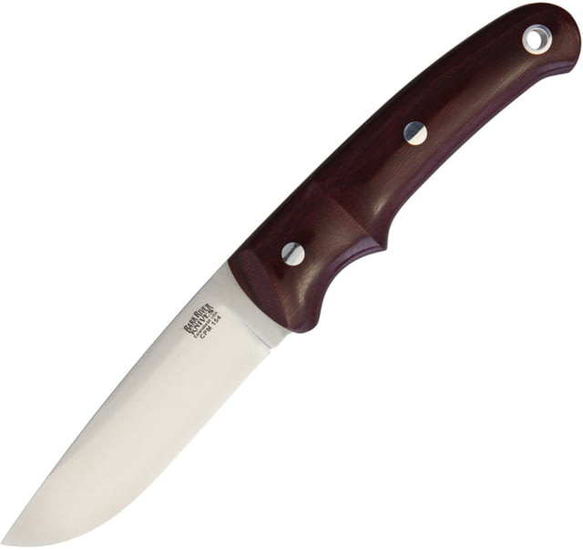 Bark River Drop Point Hunter Burgundy CPM Knife 4" satin finish CPM-154 stainless drop point blade Burgundy canvas micarta handle - Bark River