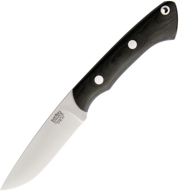 Bark River Featherweight Fox River CPM3V Fixed Blade Knife 3.25in CPM-3V Carbon Steel Drop Point Satin Black Canvas Micarta Handle - Bark River
