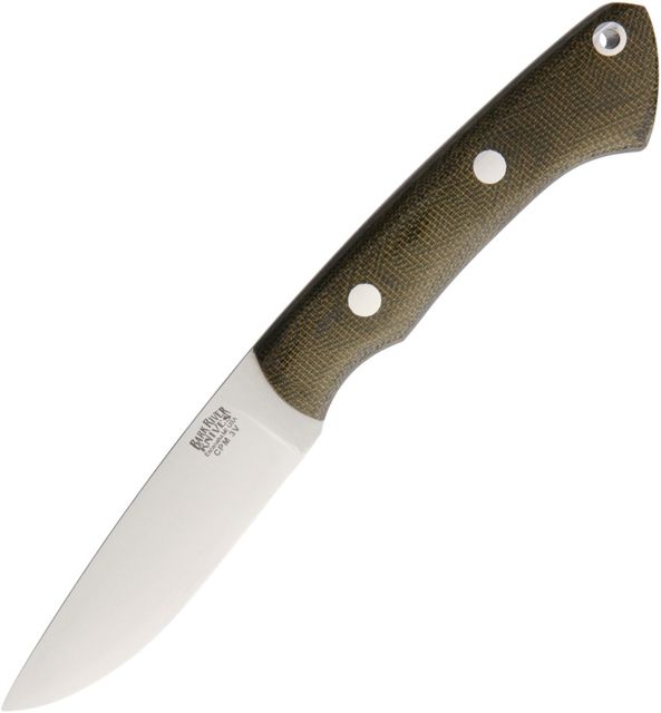 Bark River Featherweight Fox River CPM3V Fixed Blade Knife 3.25in CPM-3V Carbon Steel Drop Point Satin Green Canvas Micarta Handle - Bark River