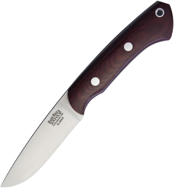 Bark River Featherweight Fox River Fixed Blade Knife 7.25in Overall 3.13in Satin Elmax Steel Blade Burgundy Canvas Micarta Handle Brown Leather Belt - Bark River
