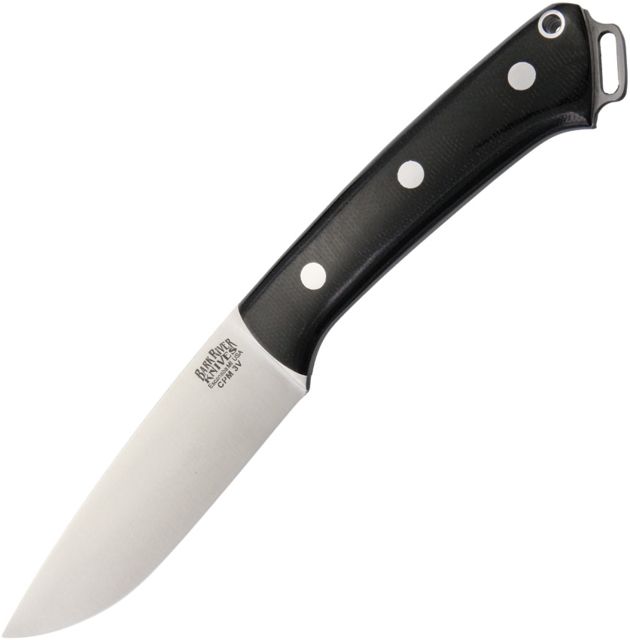 Bark River Fox River LT Black Fixed Blade Knife 4.25in CPM-3V Steel Drop Point Black Canvas Micarta Handle - Bark River