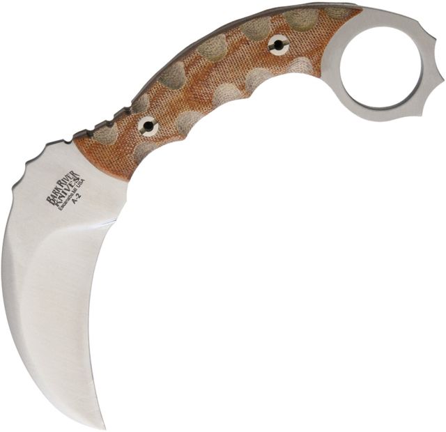 Bark River Ghost II Natural Canvas Micart Fixed Blade Knife 3.5in A2 Tool Steel Standard Edge Satin Natural Canvas Micarta Handle - Bark River