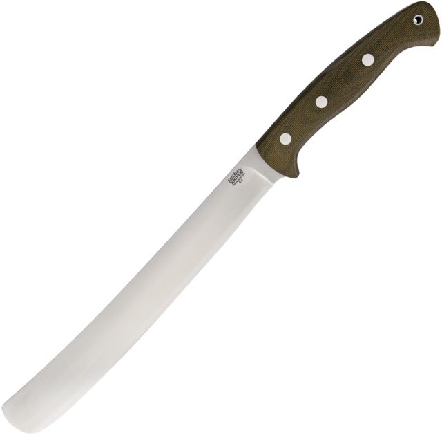 Bark River Golok Green Canvas Fixed Blade Knife 11in A2 Tool Steel Standard Edge Green Canvas Micarta Handle - Bark River