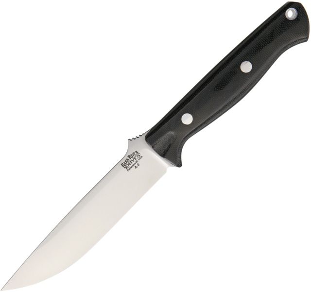 Bark River Gunny Vortex Black Canvas Fixed Blade Knife 4.75in A2 Tool Steel Standard Edge Satin Black Canvas Micarta Handle - Bark River