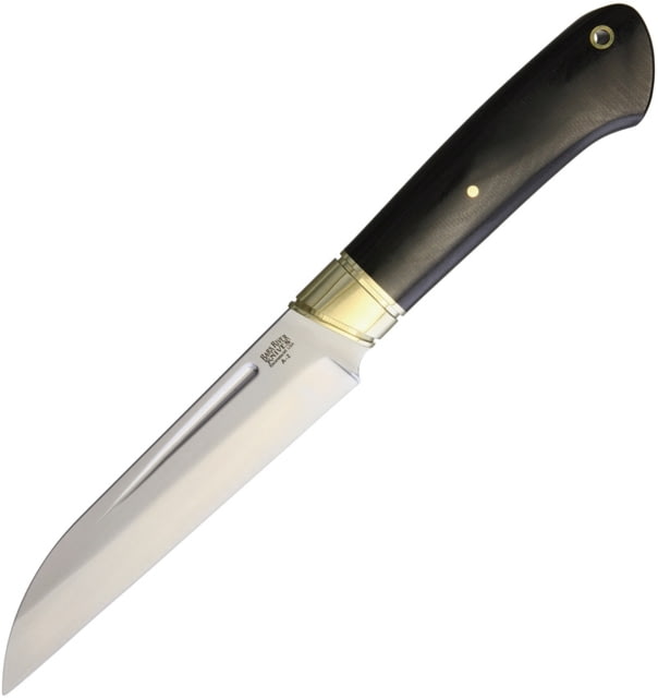Bark River Hauk Fixed Blade Knife 10.5in Overall 5.5in Satin A2 Tool Steel Wharncliffe Blade Black Canvas Micarta Handle Brass Guard Brown Leather - Bark River