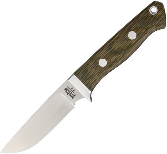 Bark River Huntsman Green Canvas Micarta Fixed Blade Knife 3.25in A2 Tool Steel Standard Edge Green Canvas Micarta Handle - Bark River