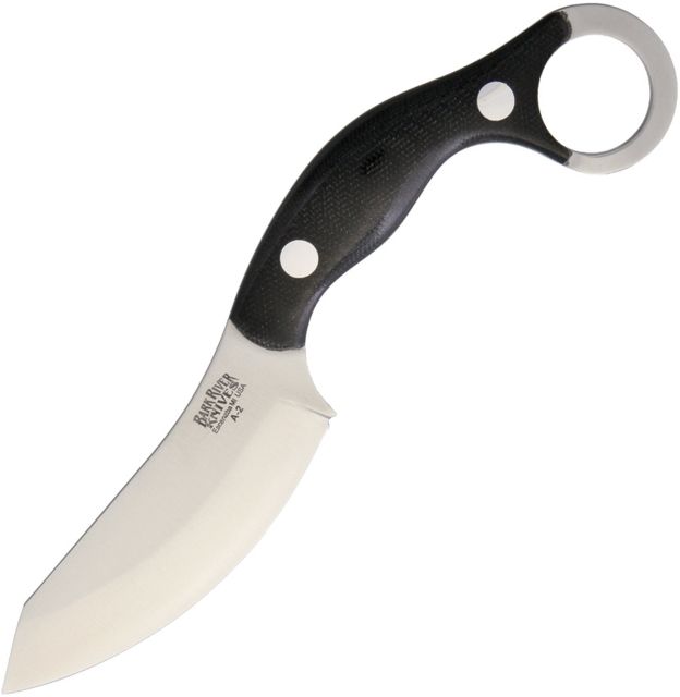 Bark River JX4 Bush Bat Black Canvas Fixed Blade Knife 3.75in A2 Tool Steel Standard Edge Satin Black Canvas Micarta Handle - Bark River