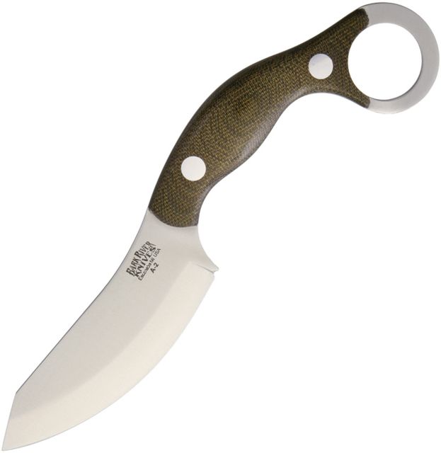 Bark River JX4 Bush Bat Green Canvas Fixed Blade Knife 3.75in A2 Tool Steel Standard Edge Satin Green Canvas Micarta Handle - Bark River