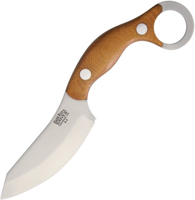 Bark River JX4 Bush Bat Natural Canvas Fixed Blade Knife 3.75in A2 Tool Steel Standard Edge Satin Natural Canvas Micarta Handle - Bark River