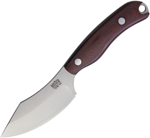 Bark River JX6 Companion CPM154 Fixed Blade Knife 7.5in Overall 3.5in Satin Cpm-154 SS Blade Burgundy Canvas Micarta Handle Brown Leather Belt Sheath - Bark River