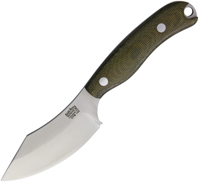Bark River JX6 Companion CPM154 Fixed Blade Knife 7.5in Overall 3.5in Satin Cpm-154 SS Blade Green Canvas Micarta Handle Brown Leather Belt Sheath - Bark River