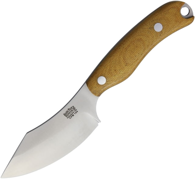 Bark River JX6 Companion CPM154 Fixed Blade Knife 7.5in Overall 3.5in Satin Cpm-154 SS Blade Natural Canvas Micarta Handle Brown Leather Belt Sheath - Bark River