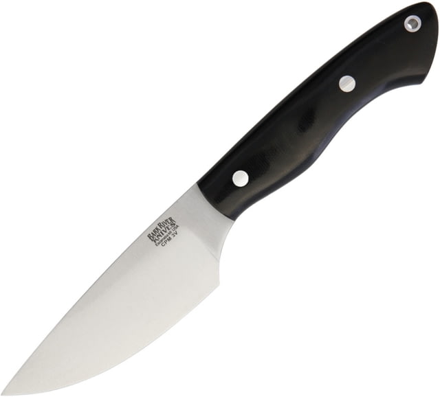 Bark River Kalahari Bushman II 3V Fixed Blade Knife 9in Overall 4.5in Satin Cpm-3V Carbon Steel Drop Point Black Canvas Micarta Handle Brown Leather - Bark River