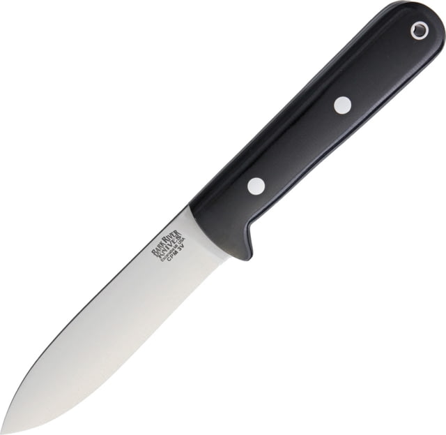 Bark River Kephart 3V Fixed Blade Knife 8.75in Overall 4.25in Satin Cpm-3V Carbon Steel Blade Black Canvas Micarta Handle Brown Leather Belt Sheath - Bark River