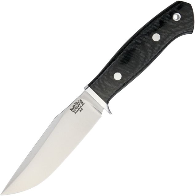 Bark River Matterhorn Black Canvas Fixed Blade Knife 4.5in A2 Tool Steel Standard Edge Drop Point Satin Black Canvas Micarta Handle - Bark River
