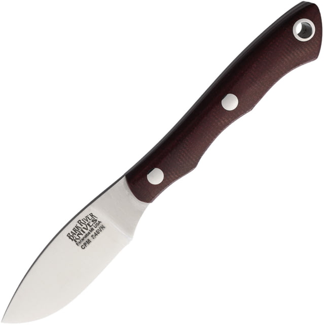 Bark River Micro Canadian S45VN Burgundy Knife 2" satin finish blade Burgundy canvas micarta handle - Bark River