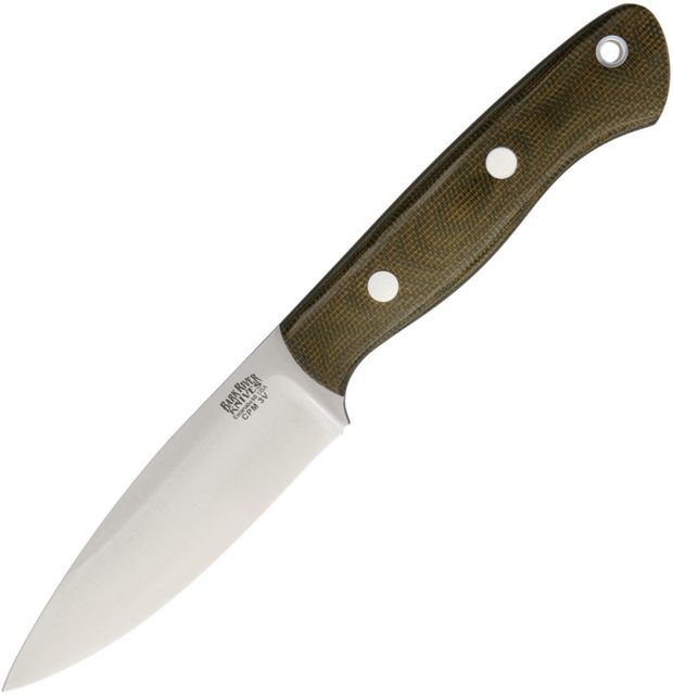 Bark River Mini Aurora Green Canvas Fixed Blade Knife 3.75in CPM-3V Steel Standard Edge Green Canvas Micarta Handle - Bark River