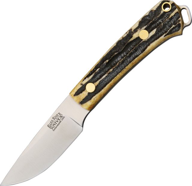 Bark River Mini Fox River Antique Stag Fixed Blade Knife 2.875in A2 Tool Steel Antique Stag Bone Handle - Bark River