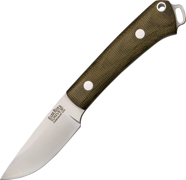Bark River Mini Fox River Green Canvas Fixed Blade Knife 2.875in A2 Tool Steel Green Canvas Micarta Handle - Bark River