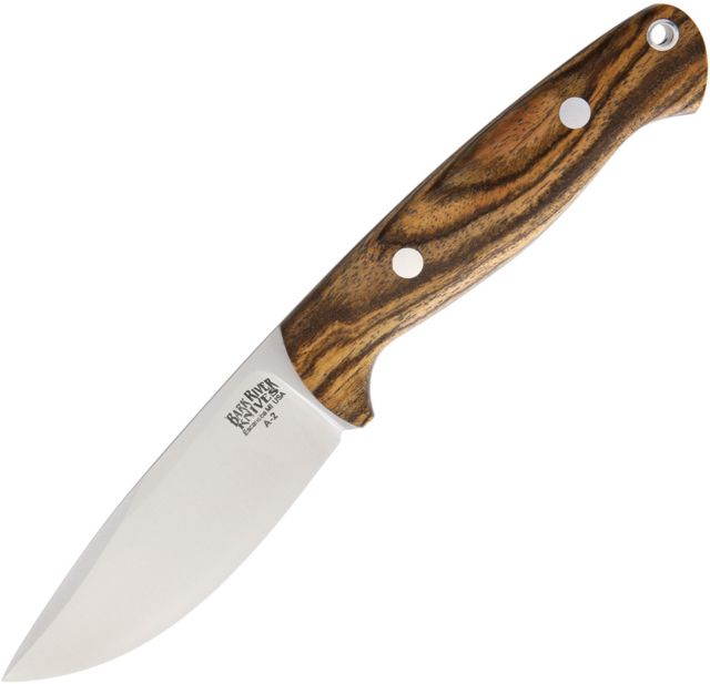 Bark River North Country EDC Bocote Fixed Blade Knife 3.5in A2 Tool Steel Standard Edge Satin Brown Bocote Wood Handle - Bark River